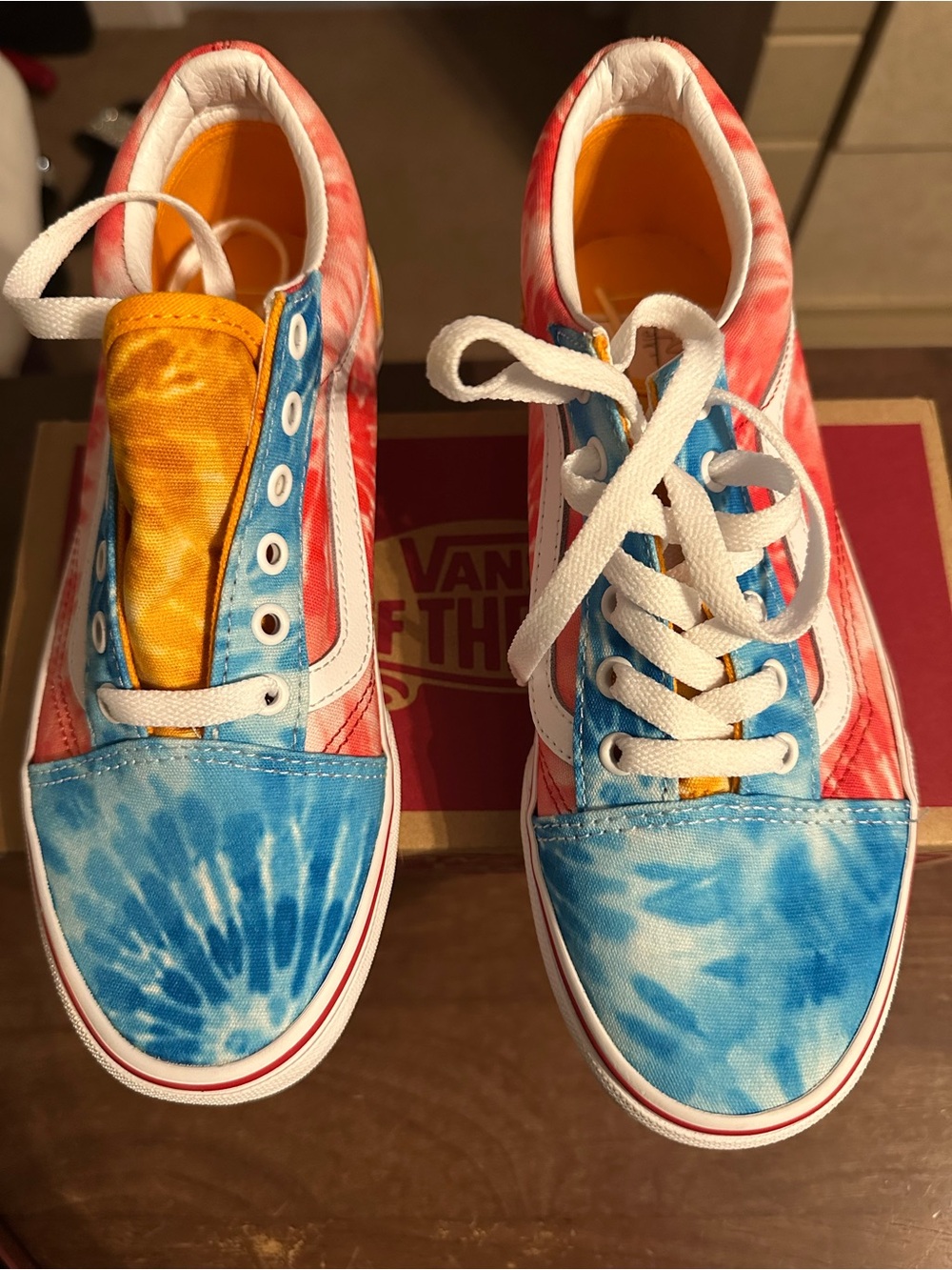 Vans Kids Tie-Dye Low Top Sneakers - Blue/Red/Yellow